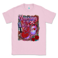 Bubblegum Pink nursing is a work of heart Classic Tee - RanaPortraitStore
