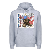 Heather Grey land of the free Premium Hoodie - MaliasSmallBusiness