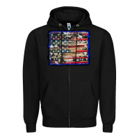 Black american flag with cowhide background Zipper Hoodie - RanaPortraitStore