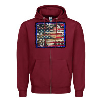 Burgundy american flag with cowhide background Zipper Hoodie - RanaPortraitStore