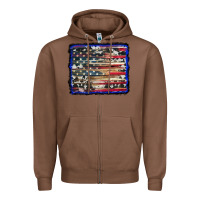 Chestnut american flag with cowhide background Zipper Hoodie - RanaPortraitStore