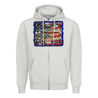 Dove Grey american flag with cowhide background Zipper Hoodie - RanaPortraitStore