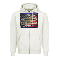 Oatmeal Heather american flag with cowhide background Zipper Hoodie - RanaPortraitStore