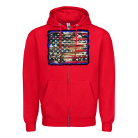 Red american flag with cowhide background Zipper Hoodie - RanaPortraitStore