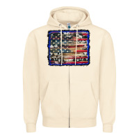 Sandshell american flag with cowhide background Zipper Hoodie - RanaPortraitStore