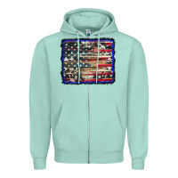 Seafoam american flag with cowhide background Zipper Hoodie - RanaPortraitStore