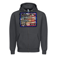 Smoke american flag with cowhide background Zipper Hoodie - RanaPortraitStore