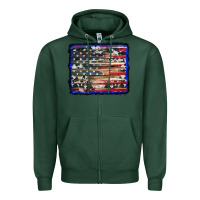 Sports Green american flag with cowhide background Zipper Hoodie - RanaPortraitStore