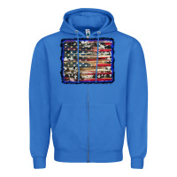 True Royal american flag with cowhide background Zipper Hoodie - RanaPortraitStore