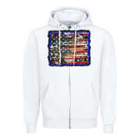 White american flag with cowhide background Zipper Hoodie - RanaPortraitStore