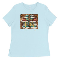 Baby Blue faith cross mousepad Ladies Tee - BarkalooDesign