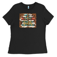 Black faith cross mousepad Ladies Tee - BarkalooDesign
