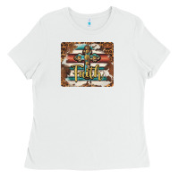 White faith cross mousepad Ladies Tee - BarkalooDesign