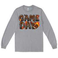 Heather Grey game day football leopard Long Sleeve Tee - Zillion Design Studio