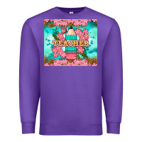 Purple teacher floral pencil tumbler Premium Sweatshirt - BundleAndBundleShop