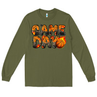 Army Green game day basketball leopard Long Sleeve Tee - Zillion Design Studio