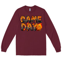 Burgundy game day basketball leopard Long Sleeve Tee - Zillion Design Studio
