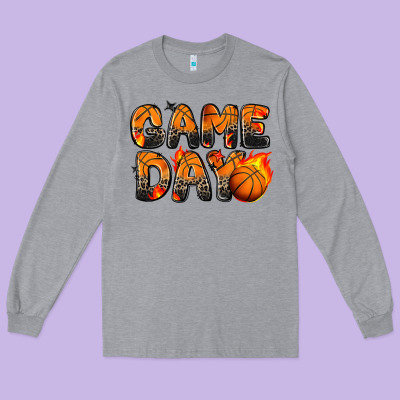 Game Day Basketball Leopard Long Sleeve Tee Designed By Zillion Design Studio