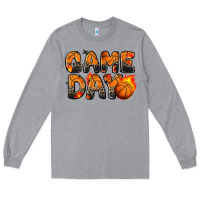 Heather Grey game day basketball leopard Long Sleeve Tee - Zillion Design Studio