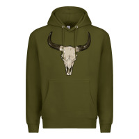 Army Green cow skul Premium Hoodie - MaliasSmallBusiness