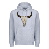 Heather Grey cow skul Premium Hoodie - MaliasSmallBusiness