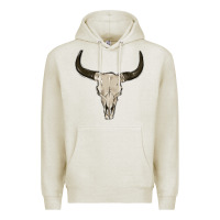 Oatmeal Heather cow skul Premium Hoodie - MaliasSmallBusiness