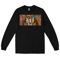 Black Horses with serape and leopard Long Sleeve Tee - RanaPortraitStore