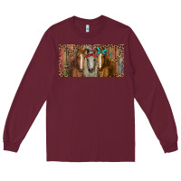 Burgundy Horses with serape and leopard Long Sleeve Tee - RanaPortraitStore