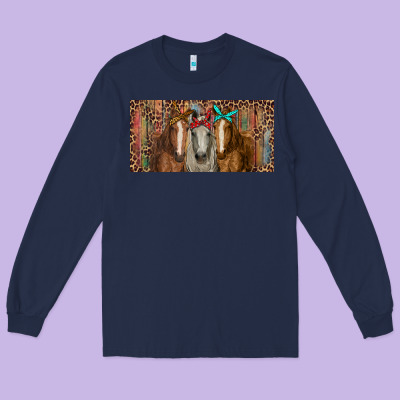 Long Sleeve Tee Horses with serape and leopard