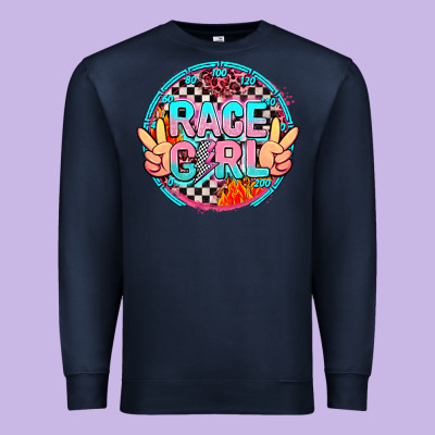 Race Girl With Leopard And Peace Hand Premium Sweatshirt Designed By Adodesignshop
