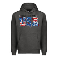 Charcoal Heather land of the free usa Premium Hoodie - MaliasSmallBusiness