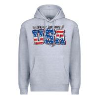 Heather Grey land of the free usa Premium Hoodie - MaliasSmallBusiness