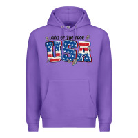 Purple land of the free usa Premium Hoodie - MaliasSmallBusiness