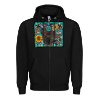 Black american bison wıth sunflower and gemstone Zipper Hoodie - RanaPortraitStore