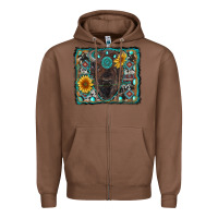 Chestnut american bison wıth sunflower and gemstone Zipper Hoodie - RanaPortraitStore