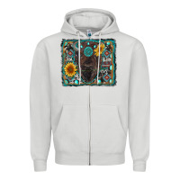 Dove Grey american bison wıth sunflower and gemstone Zipper Hoodie - RanaPortraitStore