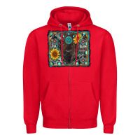 Red american bison wıth sunflower and gemstone Zipper Hoodie - RanaPortraitStore