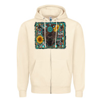 Sandshell american bison wıth sunflower and gemstone Zipper Hoodie - RanaPortraitStore