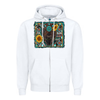 White american bison wıth sunflower and gemstone Zipper Hoodie - RanaPortraitStore