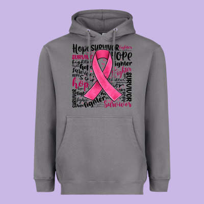 Breast Cancer Ribbon Heavyweight Hoodie Designed By Jahusdesignshop