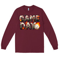 Burgundy game day baseball leopard Long Sleeve Tee - Zillion Design Studio