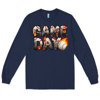 Navy game day baseball leopard Long Sleeve Tee - Zillion Design Studio