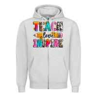 Dove Grey teach love inspire Zipper Hoodie - Zillion Design Studio