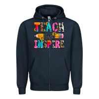 Navy teach love inspire Zipper Hoodie - Zillion Design Studio