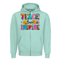 Seafoam teach love inspire Zipper Hoodie - Zillion Design Studio