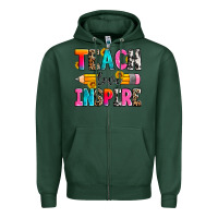 Sports Green teach love inspire Zipper Hoodie - Zillion Design Studio
