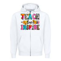 White teach love inspire Zipper Hoodie - Zillion Design Studio