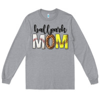 Heather Grey ballpark mom Long Sleeve Tee - texasbilliewilder