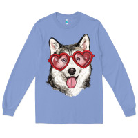Colony Blue husky with love glasses Long Sleeve Tee - RanaPortraitStore