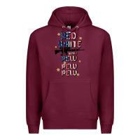 Burgundy red white and pew pew pew Premium Hoodie - MaliasSmallBusiness